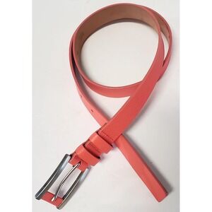 Talbots Belt M 6114 Coral Genuine Leather Made Italy Brushed Nickel Buckle Prong